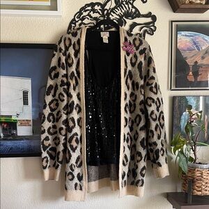 Leopard Print Open Front Cardigan